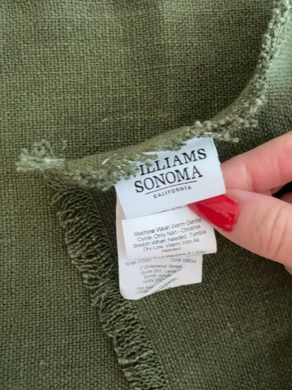 NEW Set of 8 Williams Sonoma Dark Green 100%‎ Linen Fringe Placemats 16x20
